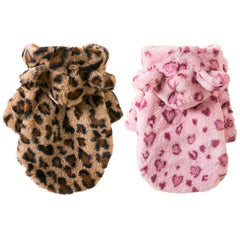 Leopard Print Fleece Hoodie - Fashion Winter Coat for French Bulldogs & Small Breeds
