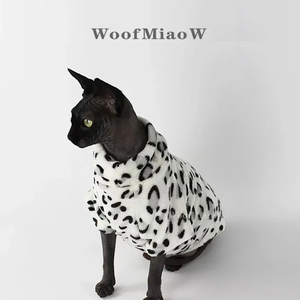 Leopard Print Sphynx Cat Clothes - Fashion Winter Wear for Hairless Cats