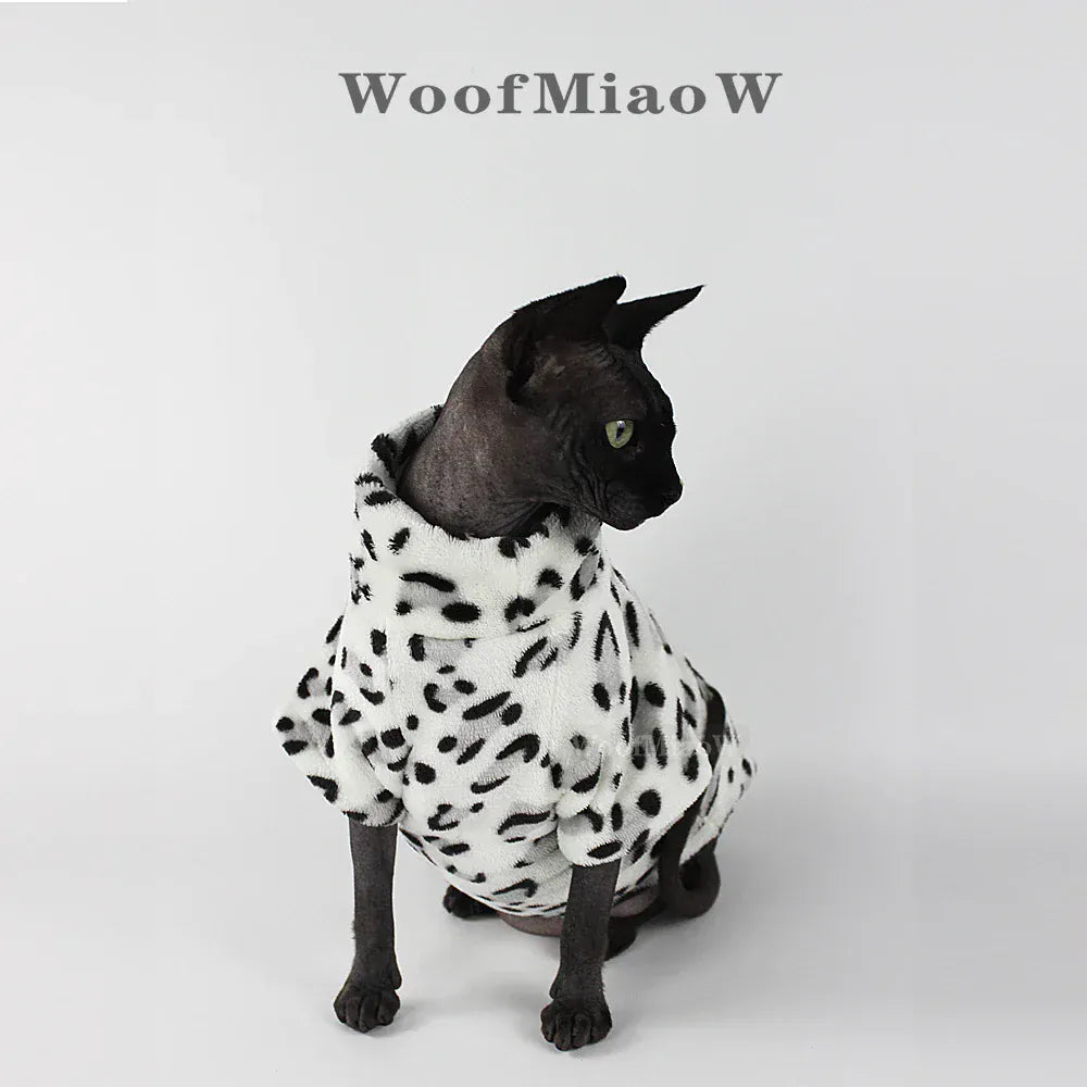 Leopard Print Sphynx Cat Clothes - Fashion Winter Wear for Hairless Cats