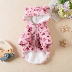 Leopard Print Winter Pet Jacket – Thickened Warm Coat for Small & Medium Dogs & Cats | Autumn/Winter Plush Pet Clothing