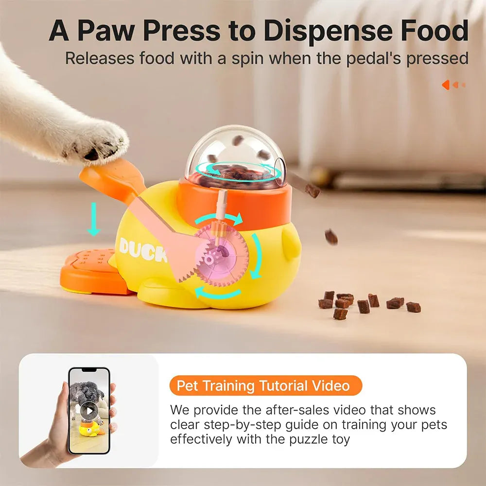 Little Yellow Duck Interactive Pet Feeder – Smart Slow Feeding Toy for Cats & Dogs