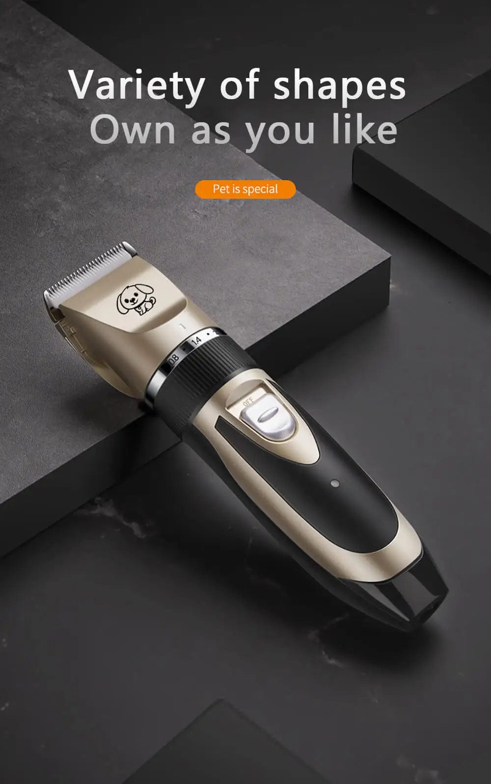 Low-Noise Dog Clippers - Rechargeable Pet Grooming Kit with 4 Guide Combs