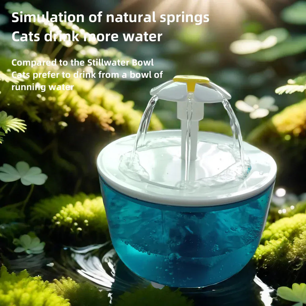 Luxury Cat Flower Water Fountain – Silent USB Automatic Pet Water Dispenser with Multi-Layer Filter for Cats & Small Dogs