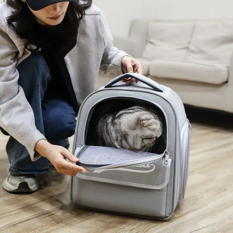 Luxury Pet Carrier Backpack - Portable Folding Travel Bag for Cats & Small Dogs
