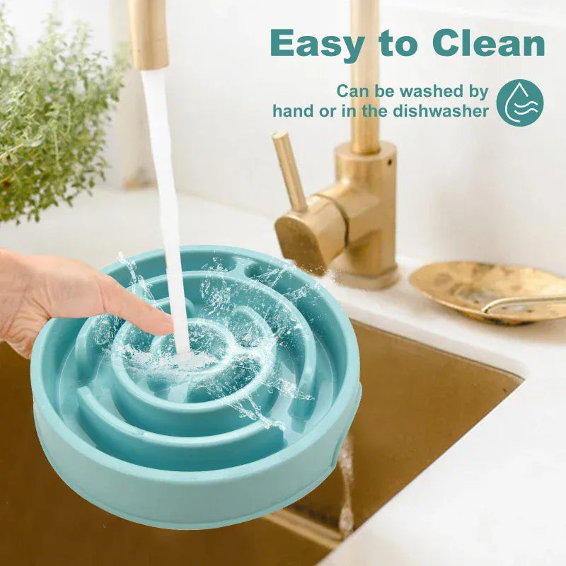 Maze Pattern Slow Feeder Bowl - Anti-Gulping Puzzle Dish for Dogs & Cats