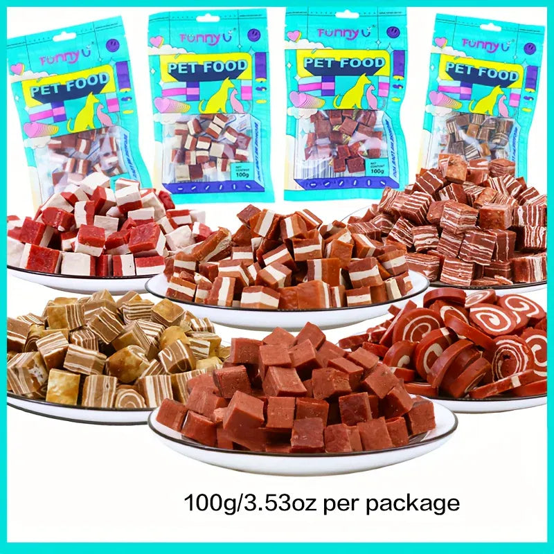 Natural Beef & Meat Cubes Dog Treats – 100g High-Protein, Healthy, Easily Digestible Snacks for All Dog Sizes