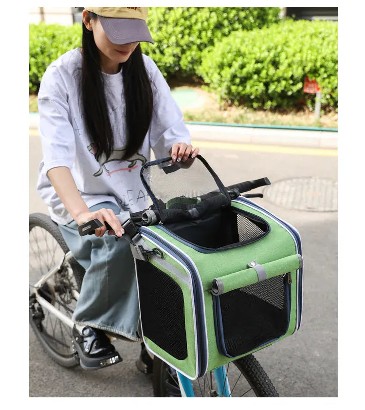 Nordic Style Pet Bike & Car Carrier – Portable Backpack for Outdoor Cycling & Travel