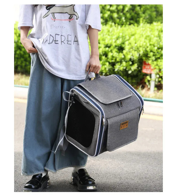 Nordic Style Pet Bike & Car Carrier – Portable Backpack for Outdoor Cycling & Travel