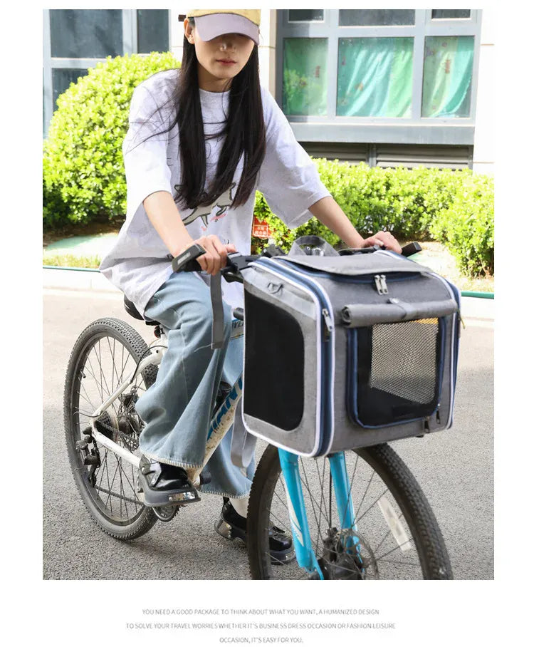 Nordic Style Pet Bike & Car Carrier – Portable Backpack for Outdoor Cycling & Travel