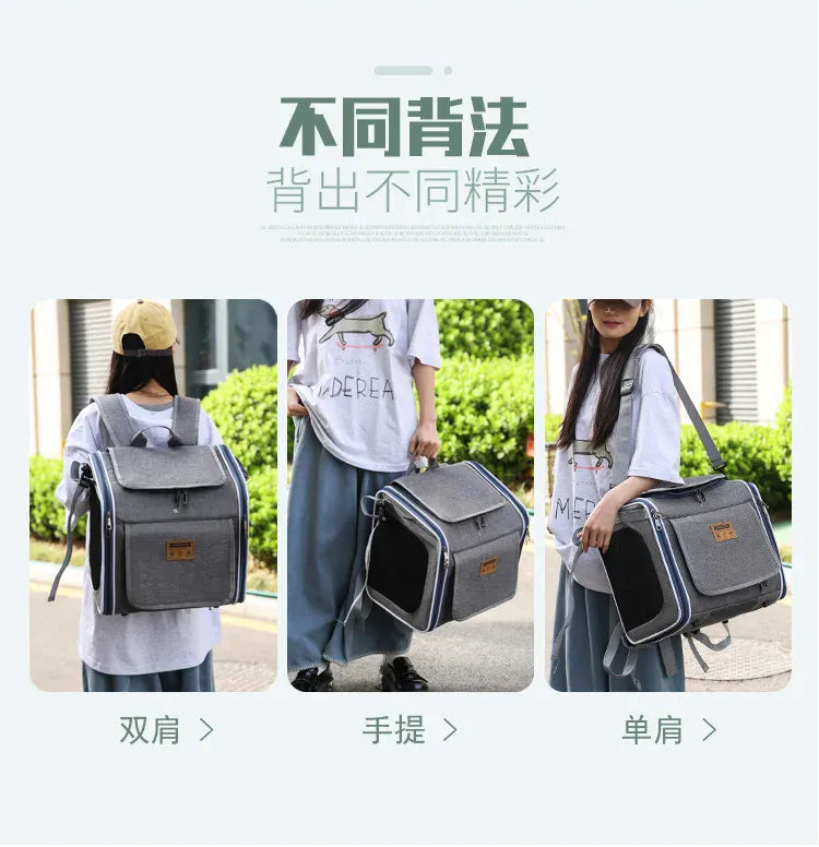 Nordic Style Pet Bike & Car Carrier – Portable Backpack for Outdoor Cycling & Travel