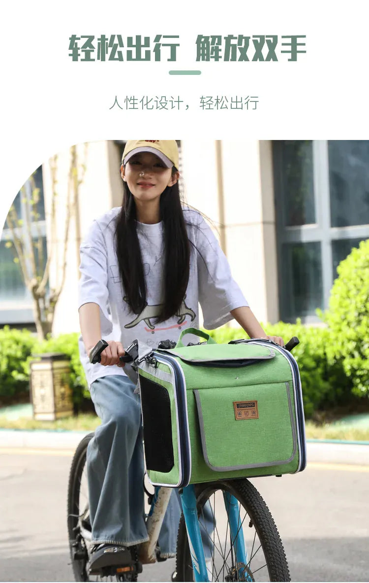 Nordic Style Pet Bike & Car Carrier – Portable Backpack for Outdoor Cycling & Travel