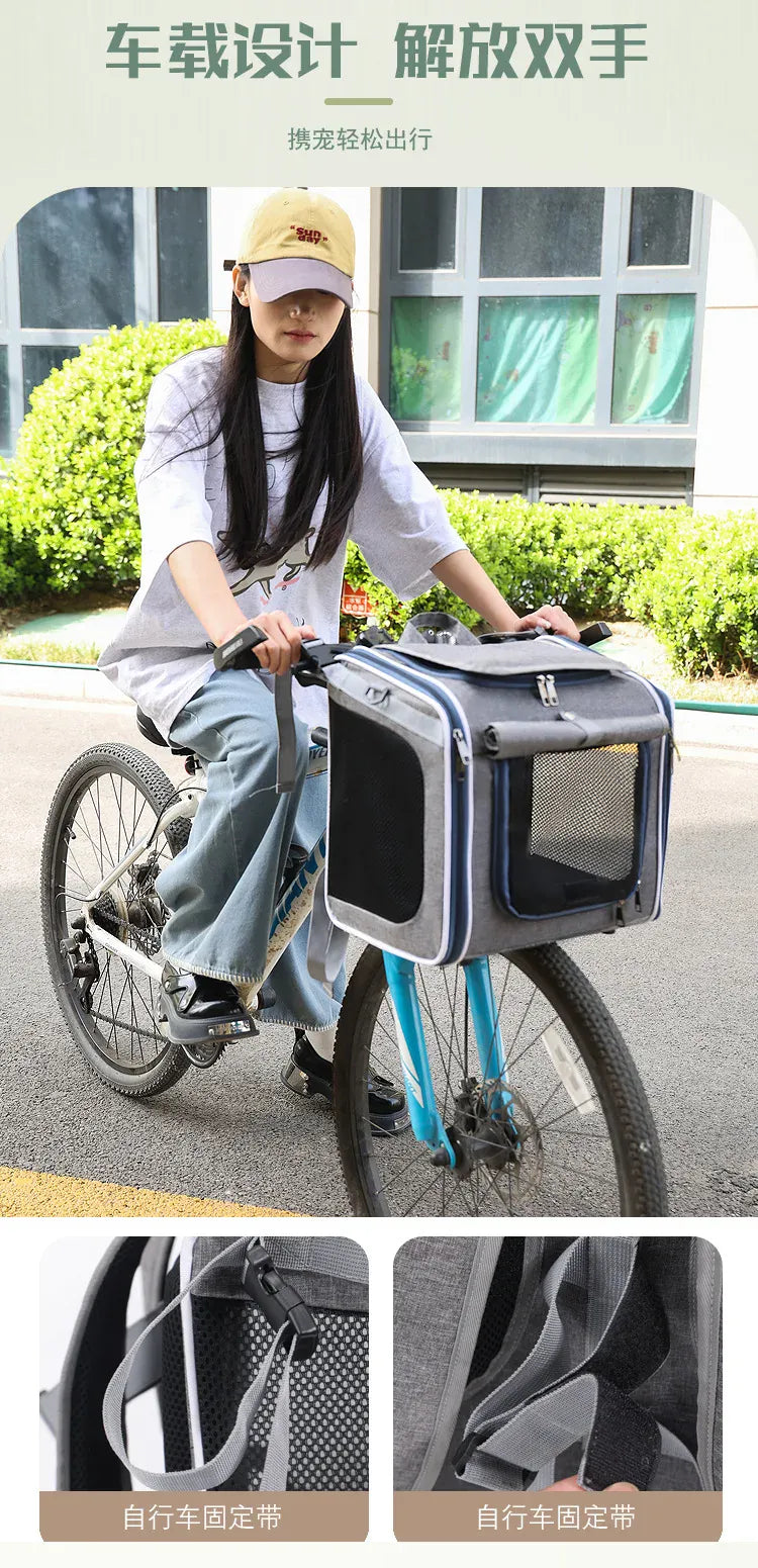 Nordic Style Pet Bike & Car Carrier – Portable Backpack for Outdoor Cycling & Travel