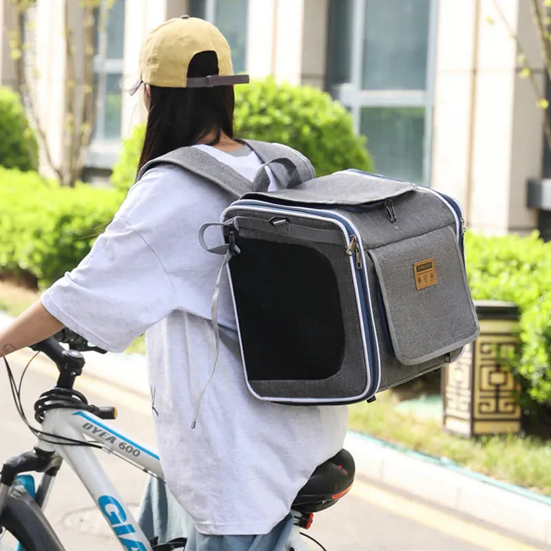 Nordic Style Pet Bike & Car Carrier – Portable Backpack for Outdoor Cycling & Travel