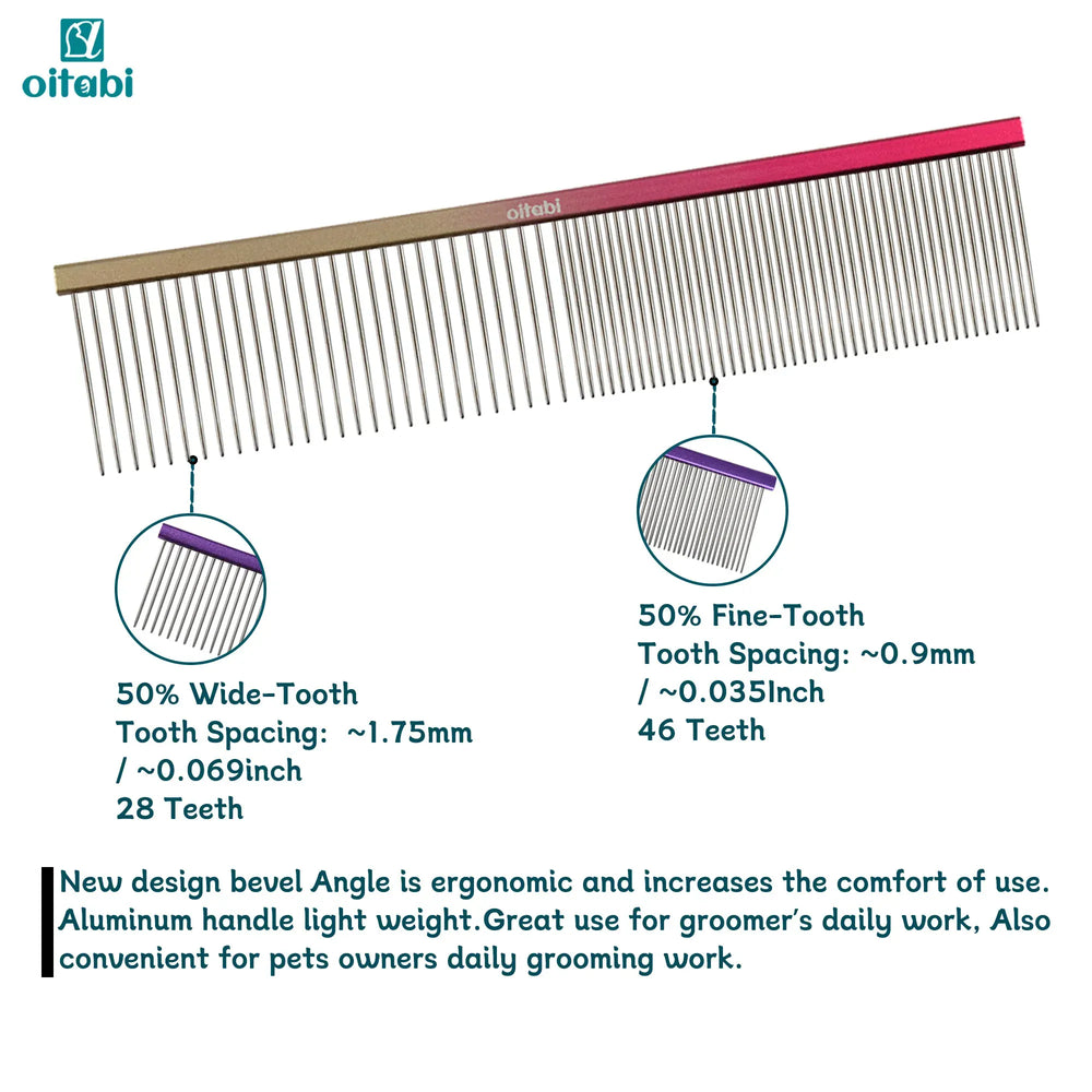OITABI Professional Pet Grooming Comb Set - Gradient Tapered Tail Combs for Styling & Finishing