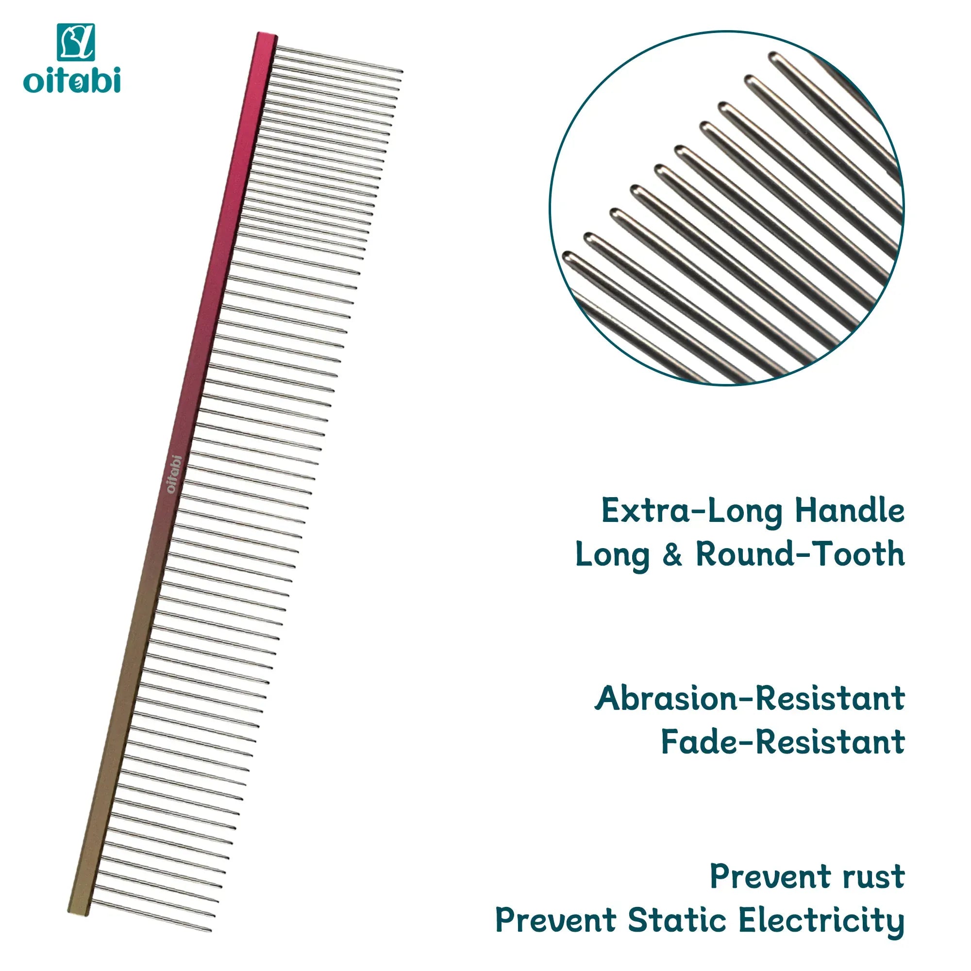 OITABI Professional Pet Grooming Comb Set - Gradient Tapered Tail Combs for Styling & Finishing