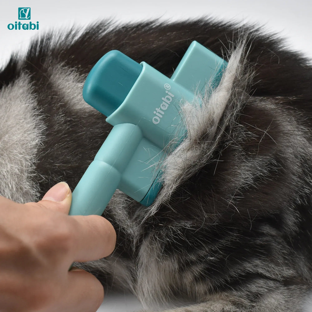 Oitabi Self-Cleaning Flea Comb for Dogs & Cats - Fine Tooth Pet Comb with Release Button, 2-Pack Grooming Tool for Flea Removal & Detangling