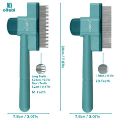 Oitabi Self-Cleaning Flea Comb for Dogs & Cats - Fine Tooth Pet Comb with Release Button, 2-Pack Grooming Tool for Flea Removal & Detangling