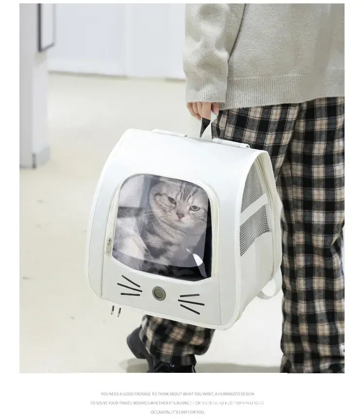 Outdoor Cat Backpack Carrier - Breathable Pet Transport Bag for Cats & Small Dogs, 35x35x25cm Portable Shoulder Carrier with Mesh Windows