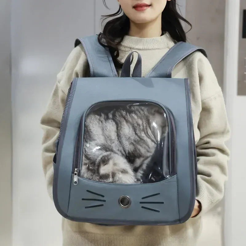 Outdoor Cat Backpack Carrier - Breathable Pet Transport Bag for Cats & Small Dogs, 35x35x25cm Portable Shoulder Carrier with Mesh Windows