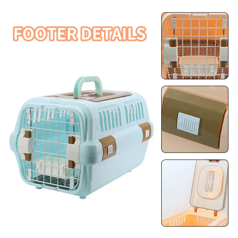 Outdoor Portable Cat Carrier Box - Large Capacity Aviation Pet Transport Cage, Breathable Solid Plastic Travel Crate for Cats & Small Dogs