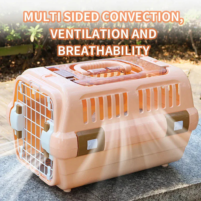 Outdoor Portable Cat Carrier Box - Large Capacity Aviation Pet Transport Cage, Breathable Solid Plastic Travel Crate for Cats & Small Dogs