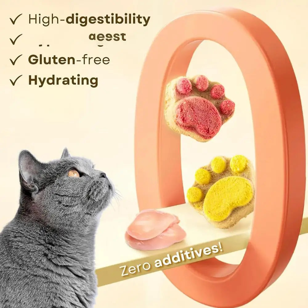Paw Print Cat Treats - Natural Freeze-Dried Dental Health Snacks