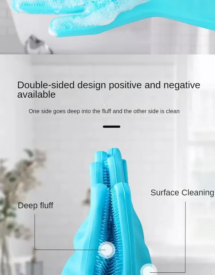 Pet Bathing Gloves - Magic Silicone Grooming Gloves for Dogs & Cats, Double-Sided Brush Gloves for Shedding, Washing & Massage