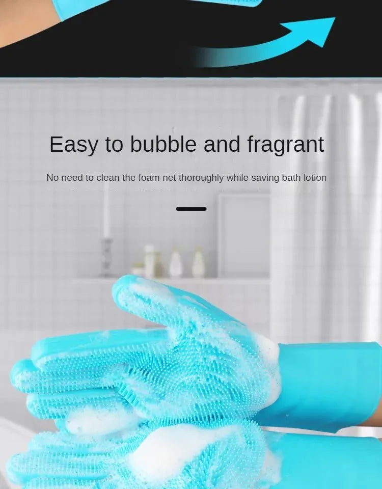 Pet Bathing Gloves - Magic Silicone Grooming Gloves for Dogs & Cats, Double-Sided Brush Gloves for Shedding, Washing & Massage