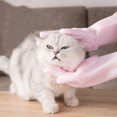 Pet Bathing Gloves - Magic Silicone Grooming Gloves for Dogs & Cats, Double-Sided Brush Gloves for Shedding, Washing & Massage