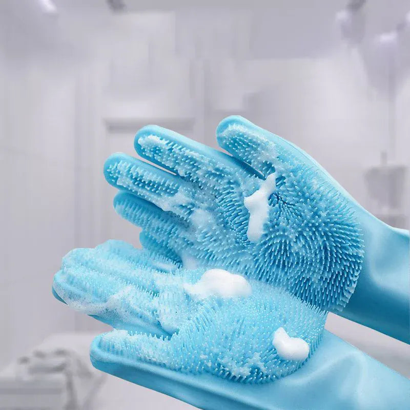 Pet Bathing Gloves - Magic Silicone Grooming Gloves for Dogs & Cats, Double-Sided Brush Gloves for Shedding, Washing & Massage