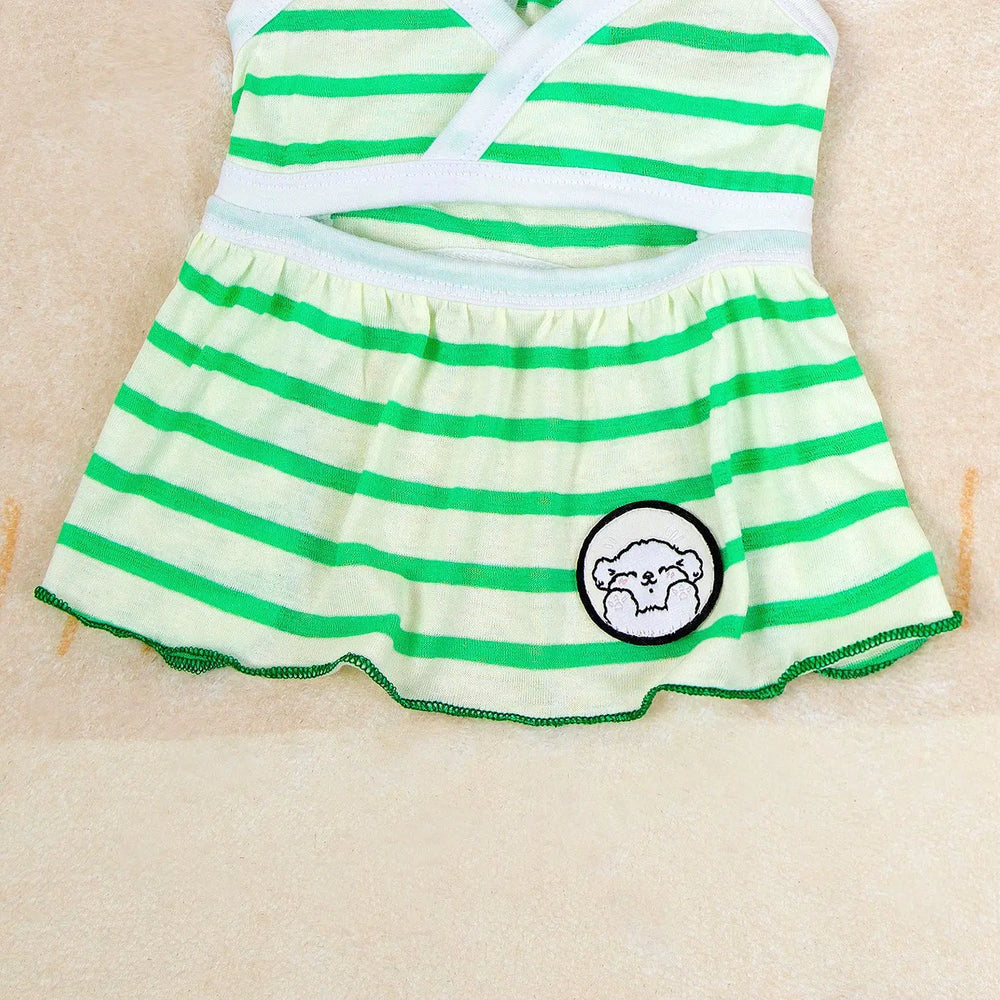 Pet Bikini & Skirt Set – Striped Summer Outfit for Small Dogs & Cats