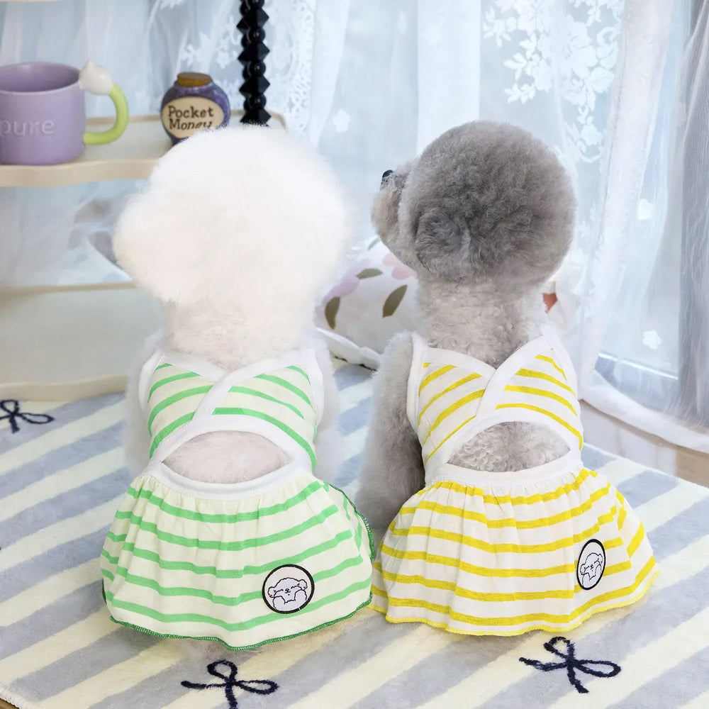 Pet Bikini & Skirt Set – Striped Summer Outfit for Small Dogs & Cats