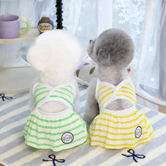 Pet Bikini & Skirt Set – Striped Summer Outfit for Small Dogs & Cats