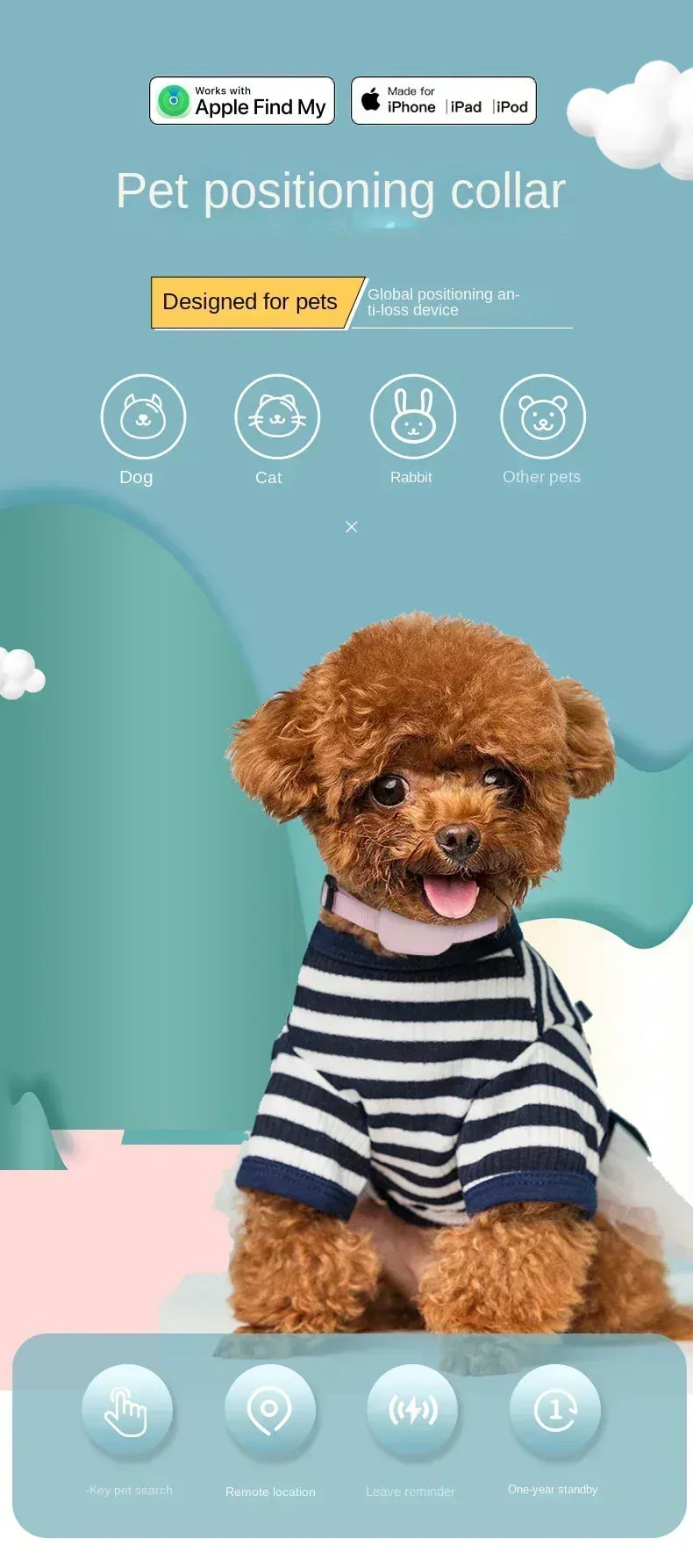 Pet Bluetooth GPS Tracker Collar - Anti-Lost Locator for Cats & Dogs