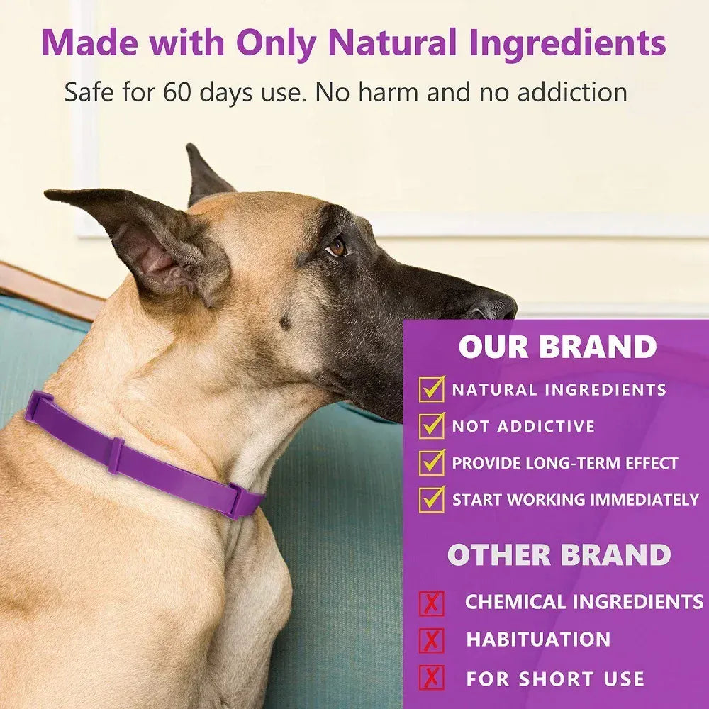 Pet Calming Collar for Cats & Dogs - 2-Month Anxiety Relief with Natural Pheromones, Adjustable Stress Reduction Collar for Thunder, Travel & Separation Anxiety