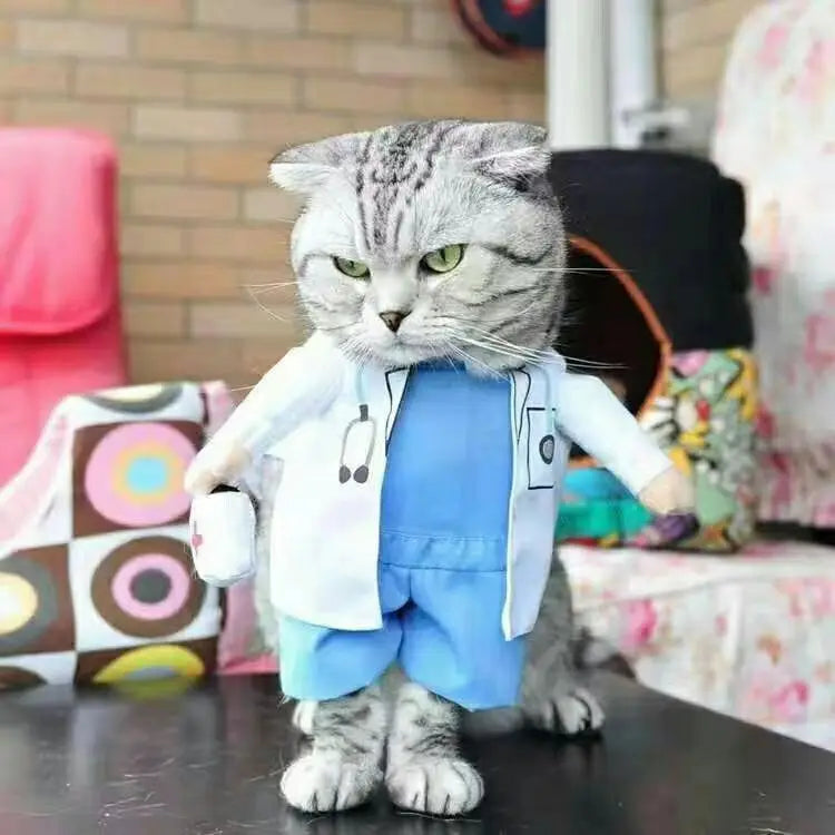 Pet Cosplay Costume - Police, Nurse & Doctor Outfits for Cats & Small Dogs