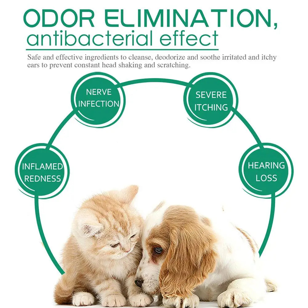 Pet Ear Cleaner Drops - Yeast & Mite Infection Treatment with Odor Removal