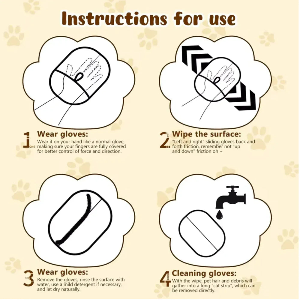 Pet Hair Removal Gloves - Reusable Double-Sided Grooming Gloves for Dogs & Cats, Static Fur Remover for Furniture & Carpets