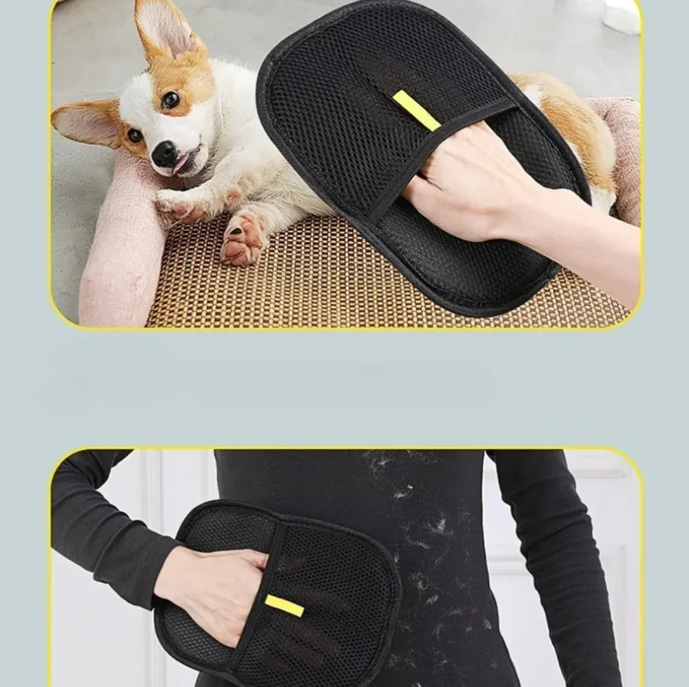 Pet Hair Removal Gloves - Reusable Double-Sided Grooming Gloves for Dogs & Cats, Static Fur Remover for Furniture & Carpets