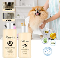 Pet Shampoo for Dogs & Cats - 100ml/300ml Flea Killer & Mite Removal, Deodorizing Itch Relief with Moisturizing Formula, Hair Softening Wash