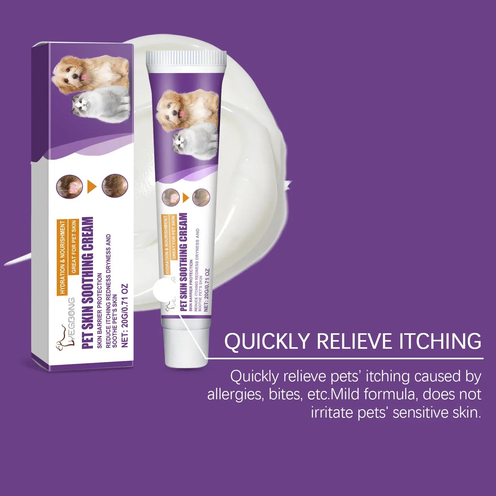 Pet Skin Care Cream - Soothing Balm for Dogs & Cats with Dry Itchy Skin