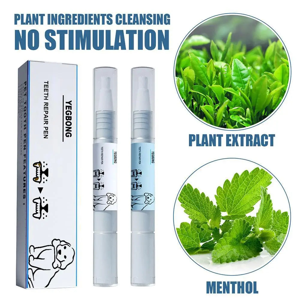 Pet Teeth Cleaning Pen for Dogs & Cats - 2-Pack Dental Care Kit, Tartar Remover & Tooth Whitening Stick, Easy Oral Hygiene Solution for Fresh Breath