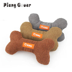 Plush Bone Dog Toy - Small Puppy Squeaky Chew Toy with Multiple Squeakers