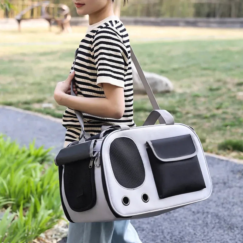 Portable Pet Sling Bag - Large Capacity Breathable Cat & Dog Carrier, Summer Outdoor Single Shoulder Cross-Body Bag for Medium Pets