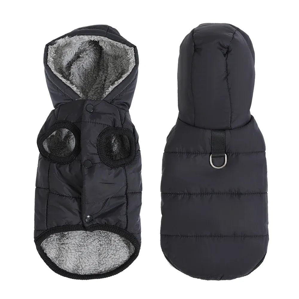 Premium Hooded Cat & Dog Coat - Windproof Fleece Jacket with D-Ring