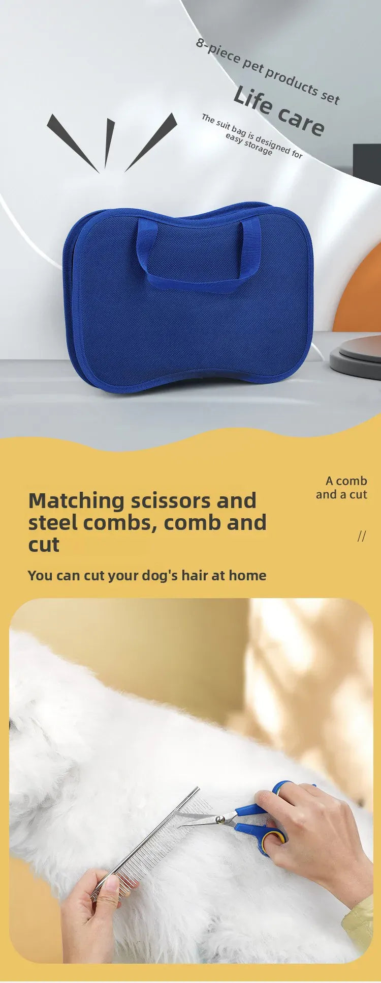 Professional Pet Grooming Kit | Dog & Cat Hair Trimmer, Nail Clipper & Comb Set | Knotting & Hair Removal Tools