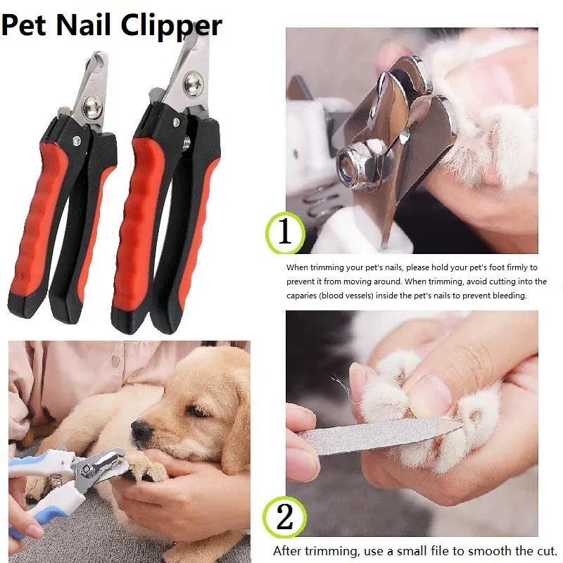 Professional Pet Nail Clippers for Dogs & Cats - Safety Stainless Steel Nail Trimmer with Quick Lock, Non-Slip Grip for Small to Large Breeds