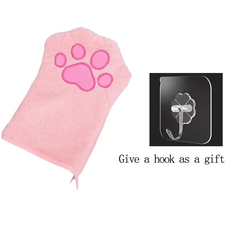 Quick-Dry Pet Bath Gloves – Absorbent Dog & Cat Drying Gloves with Paw Print Design