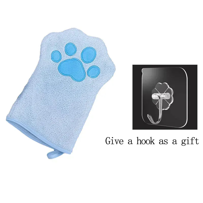 Quick-Dry Pet Bath Gloves – Absorbent Dog & Cat Drying Gloves with Paw Print Design