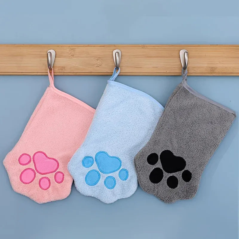 Quick-Dry Pet Bath Gloves – Absorbent Dog & Cat Drying Gloves with Paw Print Design